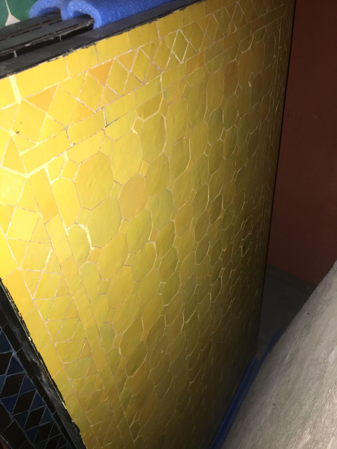 Handgemaakte Marokkaanse Mozaiek tafel (blad) - 120 x 70 cm   Geel Uni  Handgemaakt