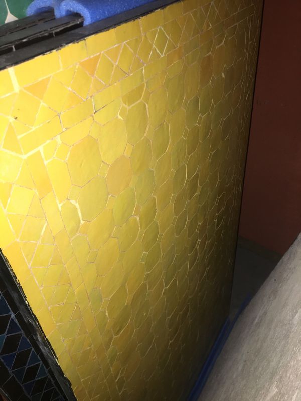Handgemaakte Marokkaanse Mozaiek tafel (blad) - 120 x 70 cm   Geel Uni  Handgemaakt
