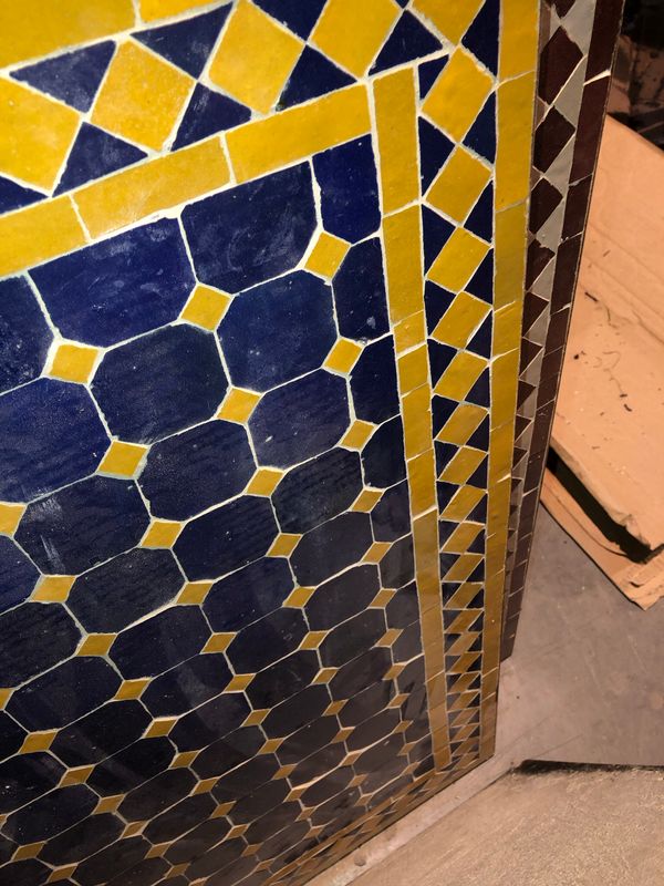 Handgemaakte Marokkaanse Mozaiek tafel (blad) - 140 x 70 cm Blauw-Geel Handgemaakt