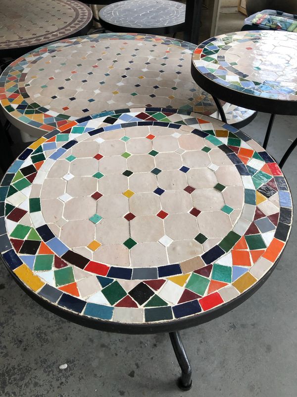 Marokkaanse Mozaiek tafel (blad) 50 cm Creme-multicolor Handgemaakt Marokkaanse Mozaiek tafel (blad) 50 cm Creme-multicolor Handgemaakt