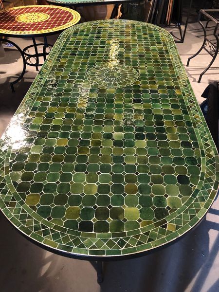 Marokkaanse Mozaiektafel 280 cm Ovaal Tamegroute Groen Inclusief Beste Onderstel en Afwerking !