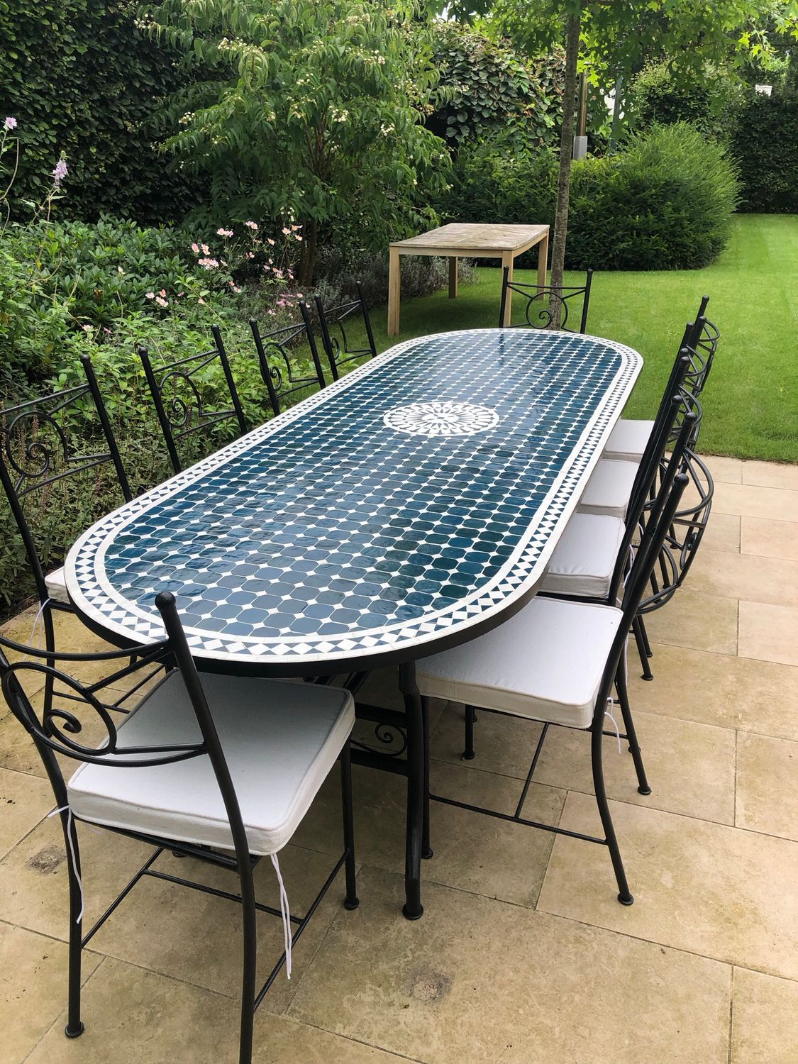 Marokkaanse Mozaiektafel 280 cm Ovaal Tamegroute Groen Inclusief Beste Onderstel en Afwerking ! — detail 3
