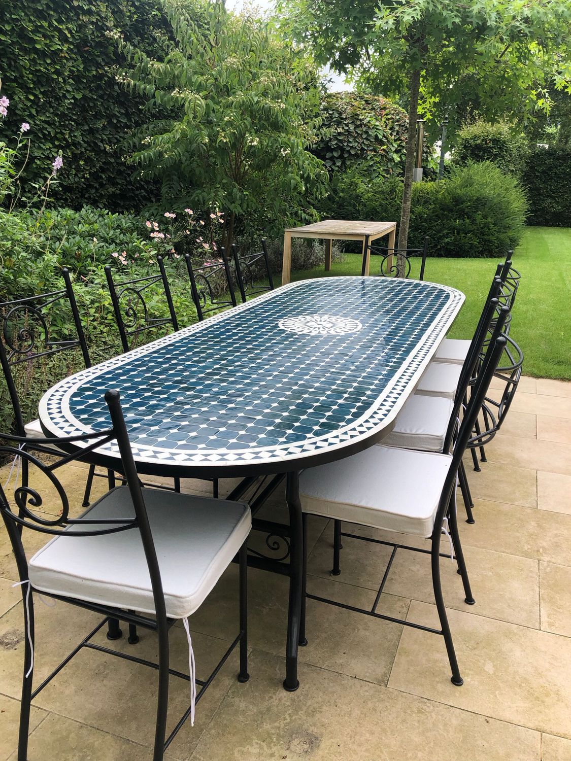 Marokkaanse Mozaiektafel 280 cm Ovaal Tamegroute Groen Inclusief Beste Onderstel en Afwerking ! — detail 4