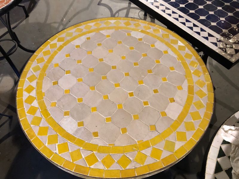 Marokkaanse Mozaiek tafel (blad) 60 cm Creme-Geel Handgemaakt Marokkaanse Mozaiek tafel (blad) 60 cm Creme-Geel Handgemaakt