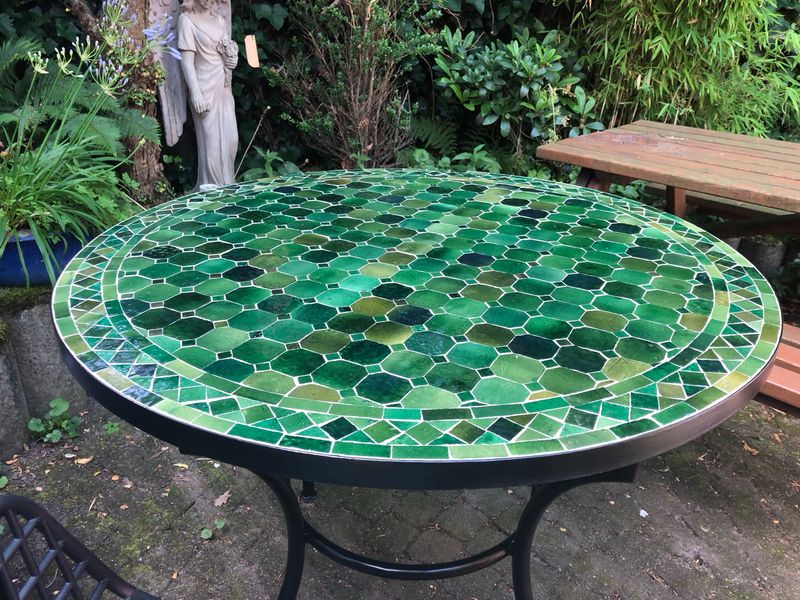 Marokkaanse Mozaiek tafel (blad) 100 cm Tamegroute Groen Uni Handgemaakt Marokkaanse Mozaiek tafel (blad) 100 cm Tamegroute Groen Uni Handgemaakt