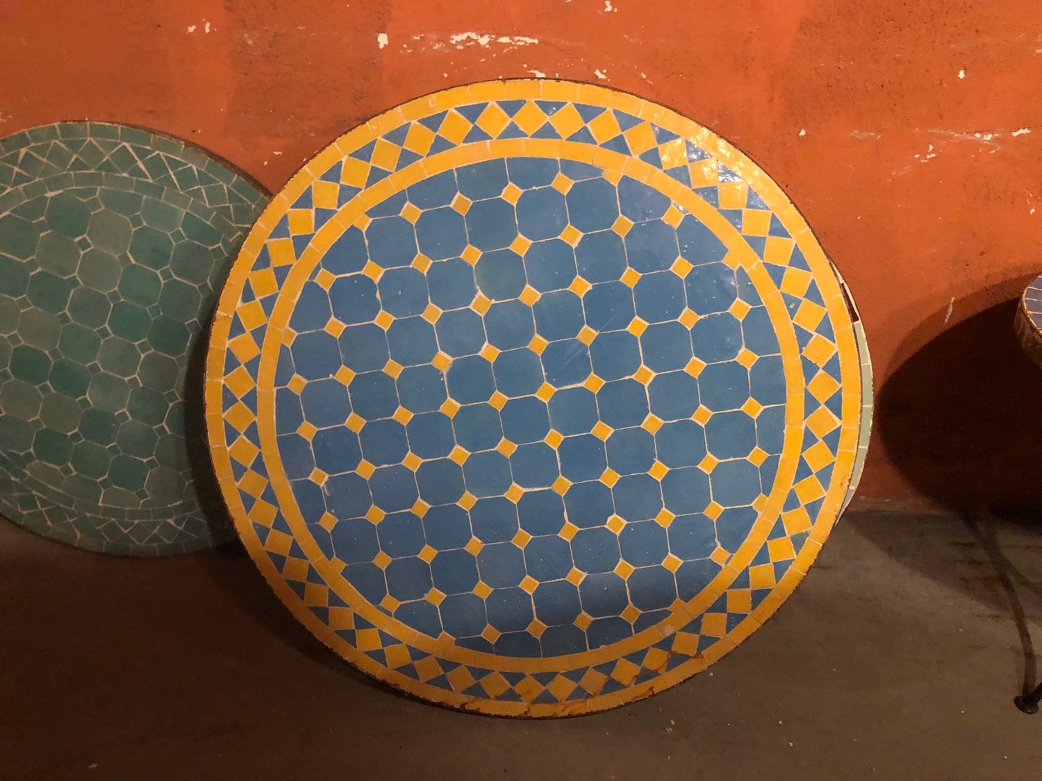 Marokkaanse Mozaiek tafel (blad) 70 cm Turqouise-Geel Handgemaakt Marokkaanse Mozaiek tafel (blad) 70 cm Turqouise-Geel Handgemaakt