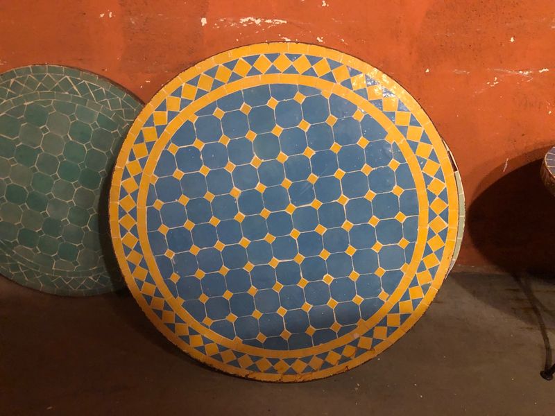 Marokkaanse Mozaiek tafel (blad) 70 cm Turqouise-Geel Handgemaakt Marokkaanse Mozaiek tafel (blad) 70 cm Turqouise-Geel Handgemaakt
