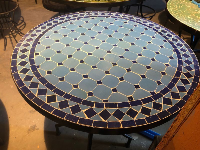 Marokkaanse Mozaiek tafel (blad) 70 cm Turqouise -Blauw Handgemaakt Marokkaanse Mozaiek tafel (blad) 70 cm Turqouise -Blauw Handgemaakt