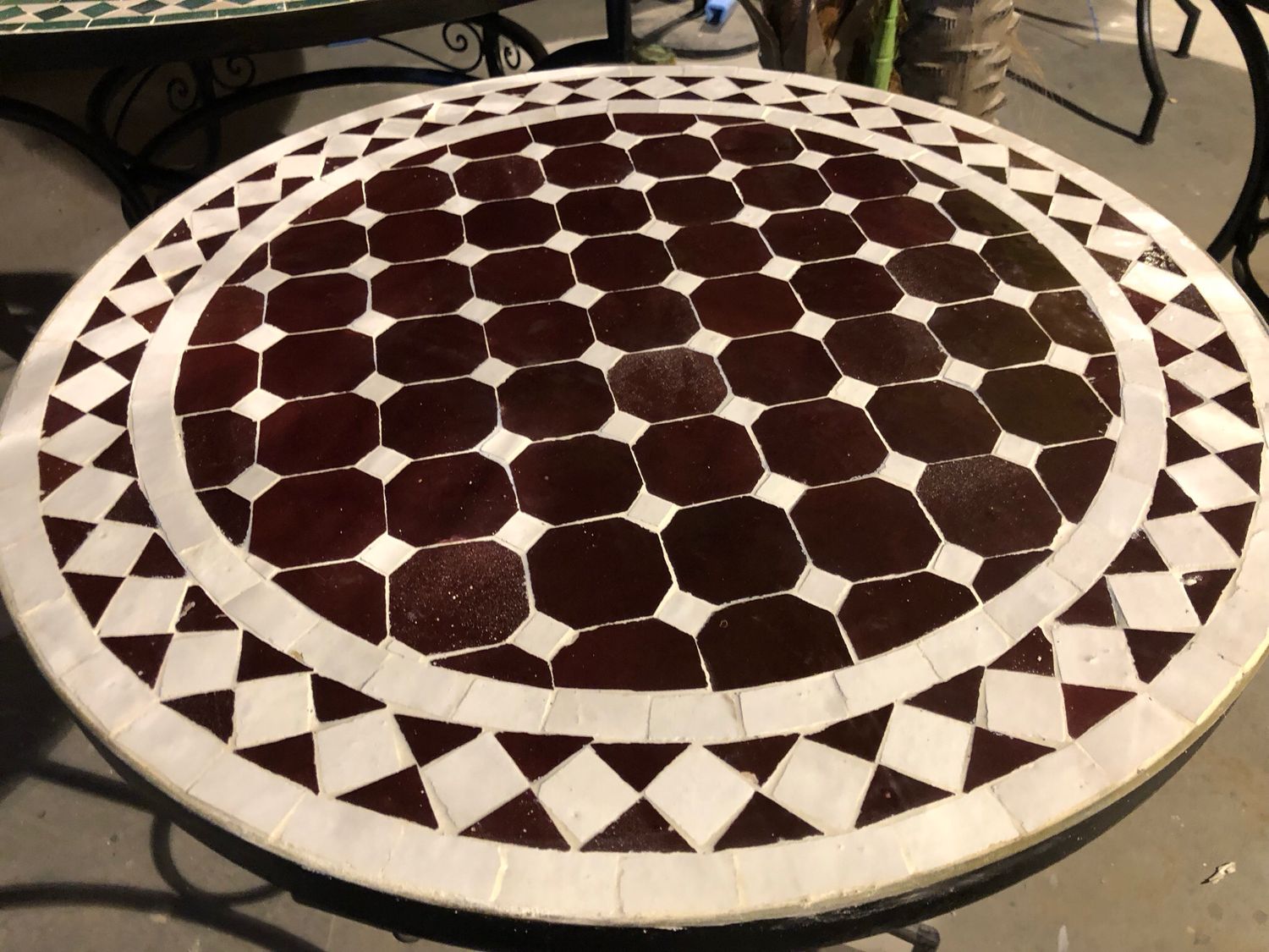 Marokkaanse Mozaiek tafel (blad) 60 cm Wijnrood-Wit Handgemaakt Marokkaanse Mozaiek tafel (blad) 60 cm Wijnrood-Wit Handgemaakt