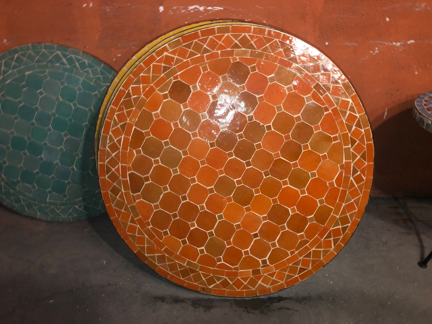 Marokkaanse Mozaiek tafel (blad) 70 cm Oranje Uni Handgemaakt Marokkaanse Mozaiek tafel (blad) 70 cm Oranje Uni Handgemaakt