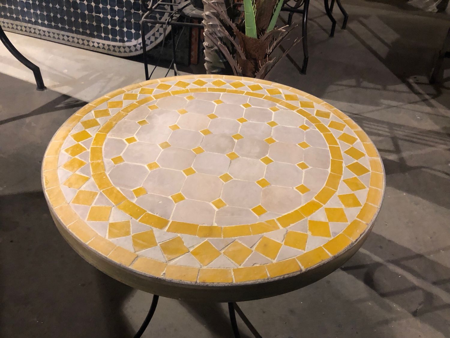 Marokkaanse Mozaiek tafel (blad) 50 cm Creme-Geel Handgemaakt