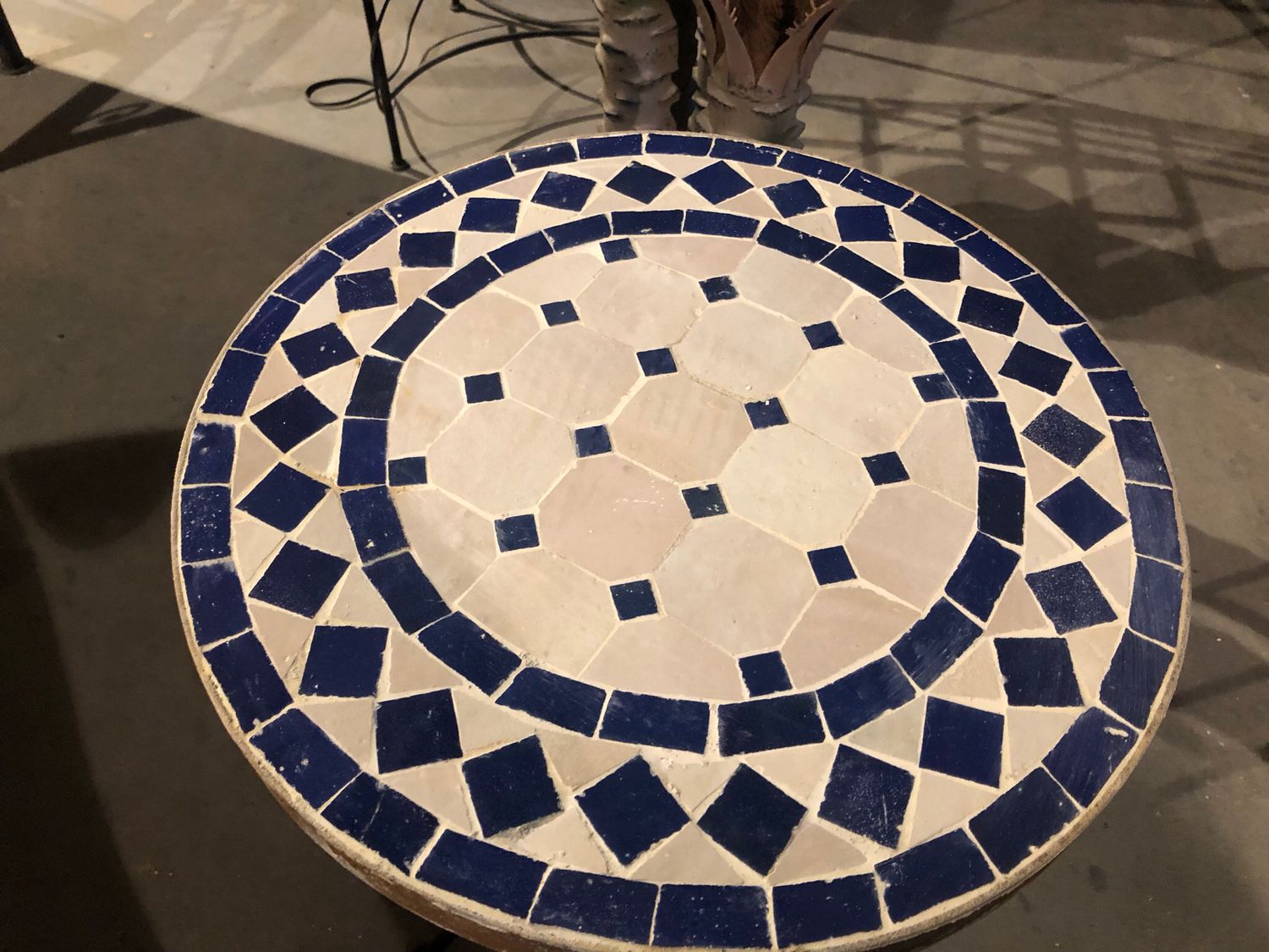 Marokkaanse Mozaiektafel (blad) 40 cm Creme-Blauw Handgemaakt Marokkaanse Mozaiektafel (blad) 40 cm Creme-Blauw Handgemaakt