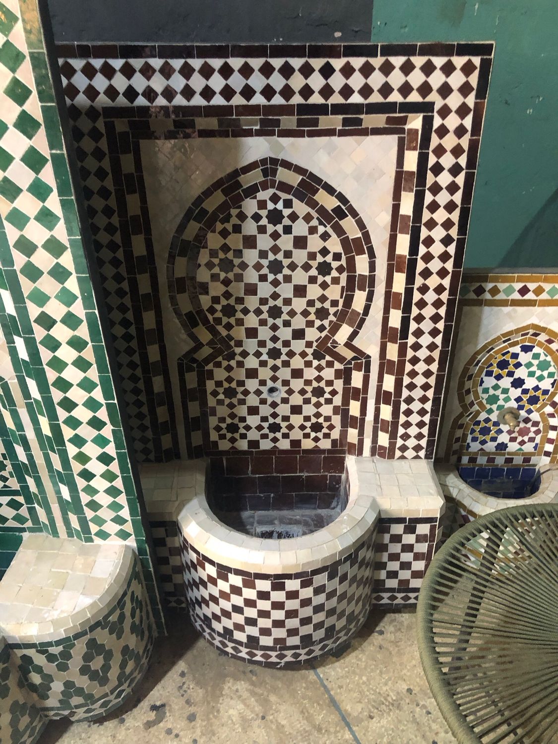 Marokkaanse Mozaïek Fontein - 107x65 cm - Turqouise -Rood-Creme