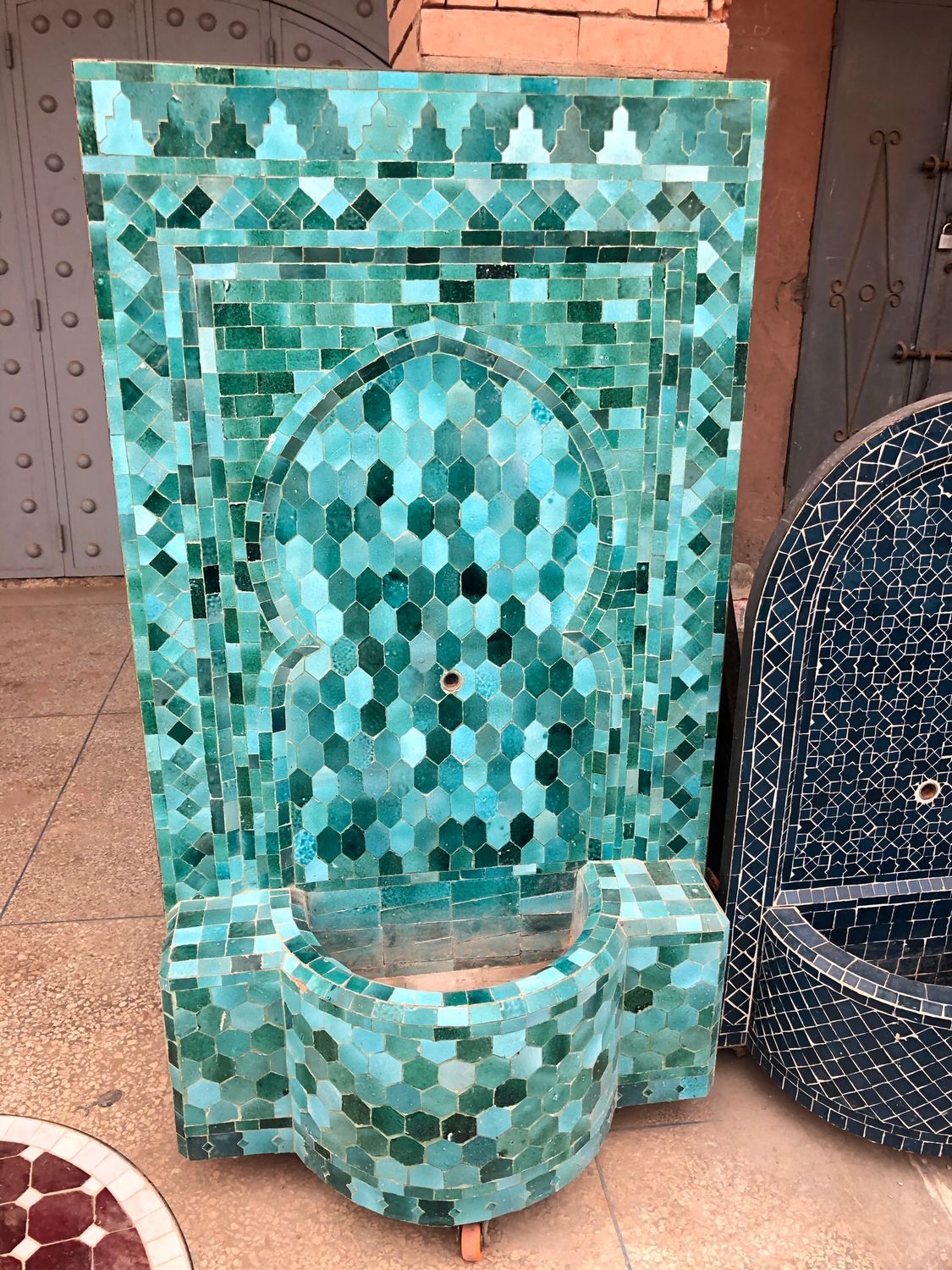 Handgemaakte Marokkaanse Mozaïek Fontein - 127x76 cm - Turqouise-blauw-creme