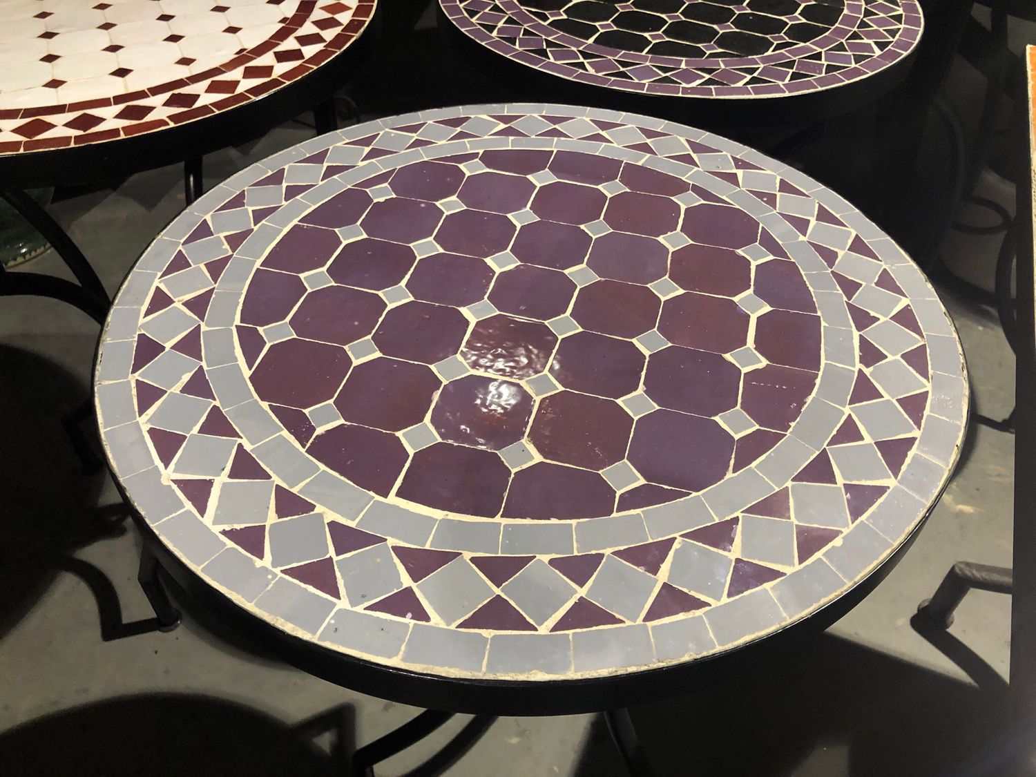 Marokkaanse Mozaiek tafel (blad) 50 cm Paars-Grijs Handgemaakt
