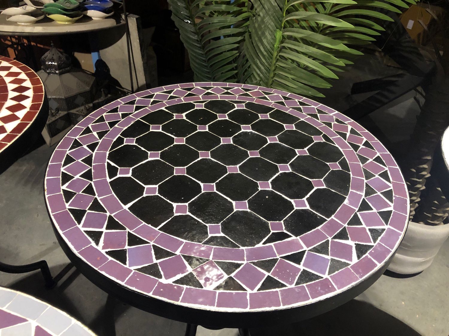 Marokkaanse Mozaiek tafel (blad) 50 cm Zwart-Paars Handgemaakt