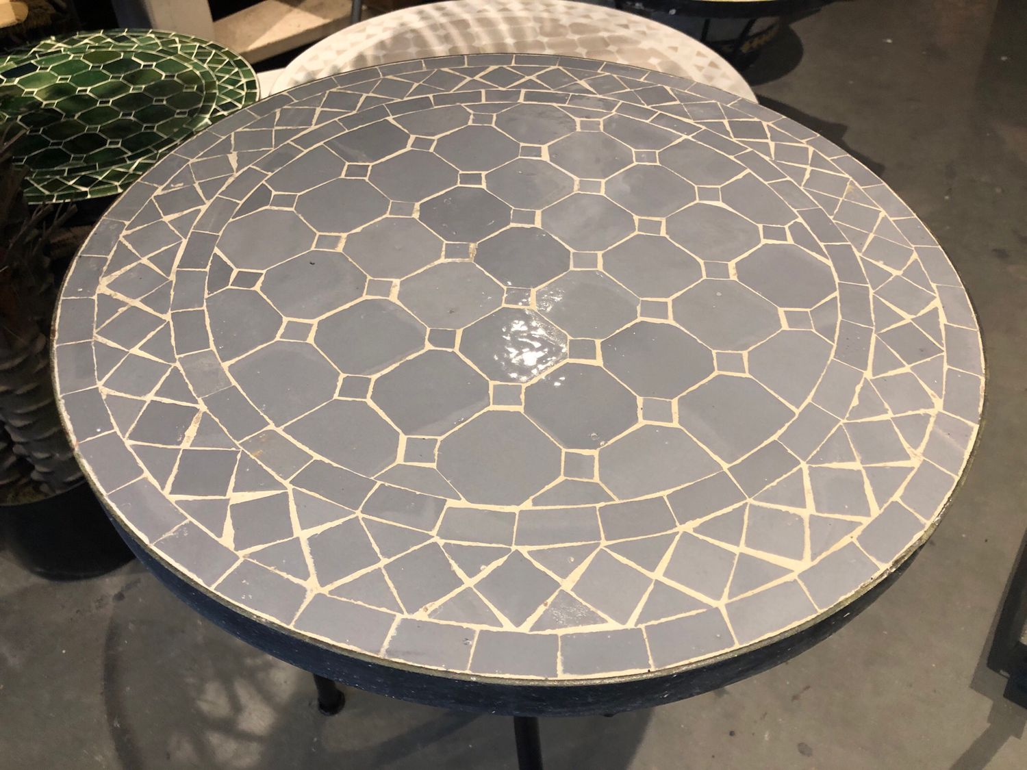 Marokkaanse Mozaiek tafel (blad) 50 cm Grijs Uni Handgemaakt