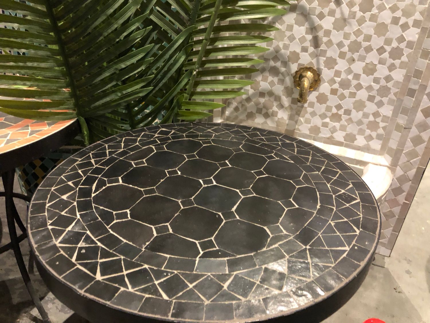 Marokkaanse Mozaiektafel (blad) 40 cm Zwart Uni Handgemaakt Marokkaanse Mozaiektafel (blad) 40 cm Zwart Uni Handgemaakt