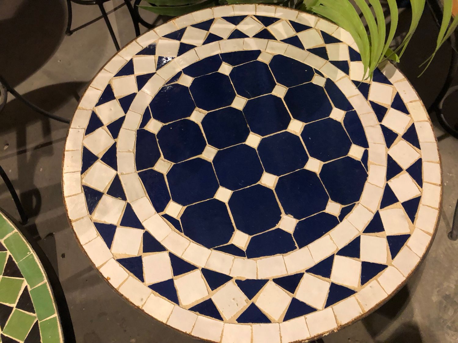 Marokkaanse Mozaiektafel (blad) 40 cm Blauw-Wit Handgemaakt