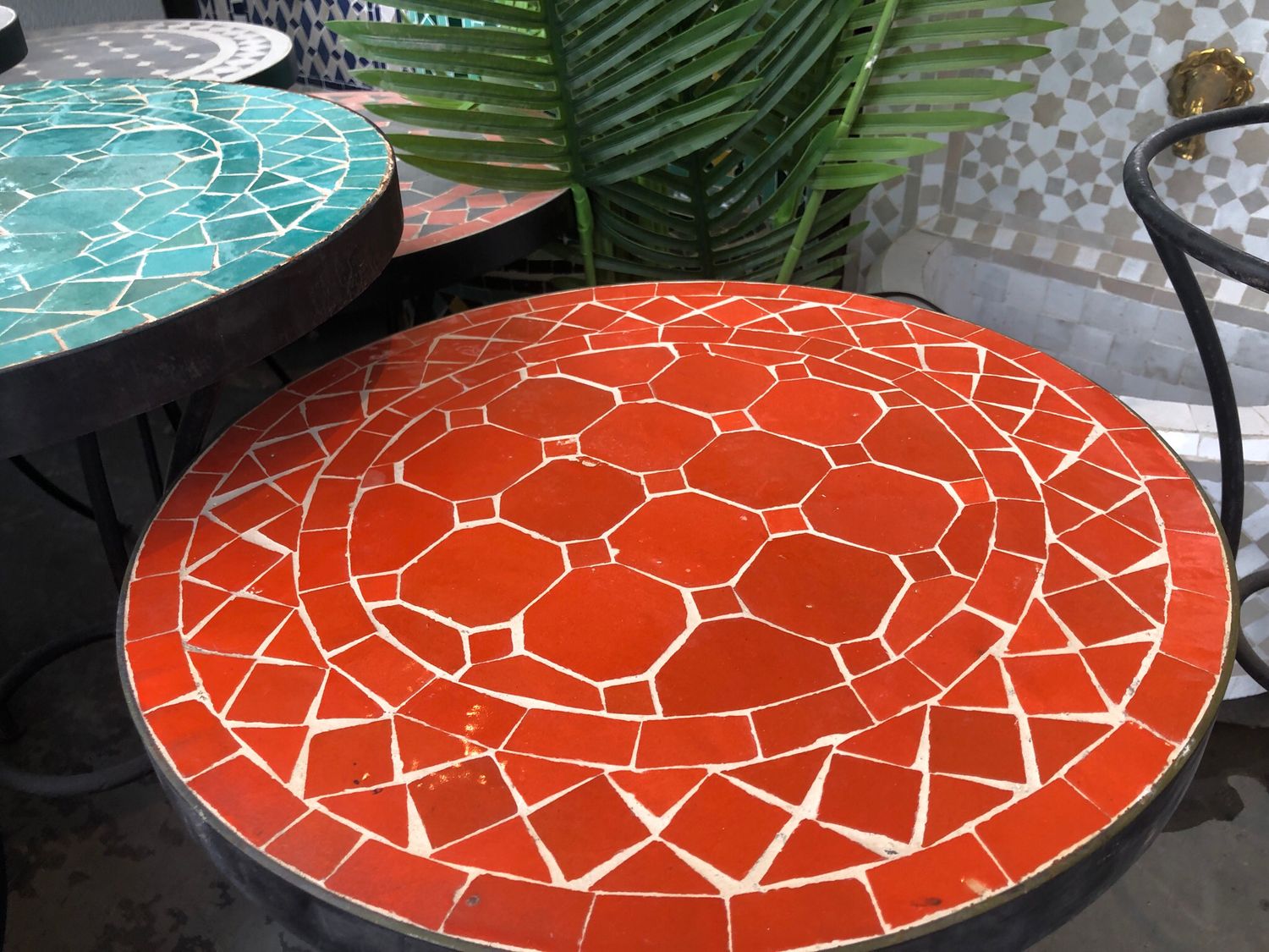Marokkaanse Mozaiektafel (blad) 40 cm Oranje-Uni Handgemaakt