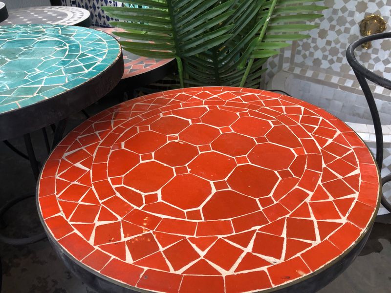 Marokkaanse Mozaiektafel (blad) 40 cm Oranje-Uni Handgemaakt Marokkaanse Mozaiektafel (blad) 40 cm Oranje-Uni Handgemaakt