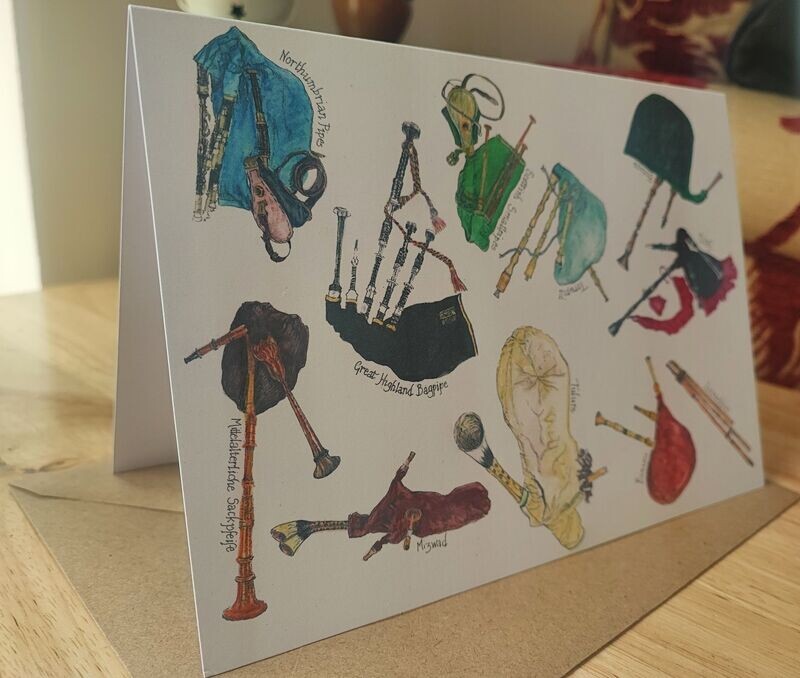 'Piping Around the World' Greeting Card