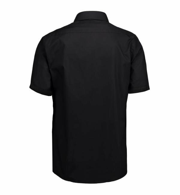Black Poplin - Short-sleeve - Modern Fit Shirt