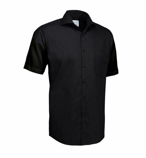 Black Poplin - Short-sleeve - Modern Fit Shirt