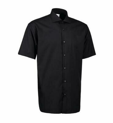 Black Fine Twill - Short Sleeve Modern Fit