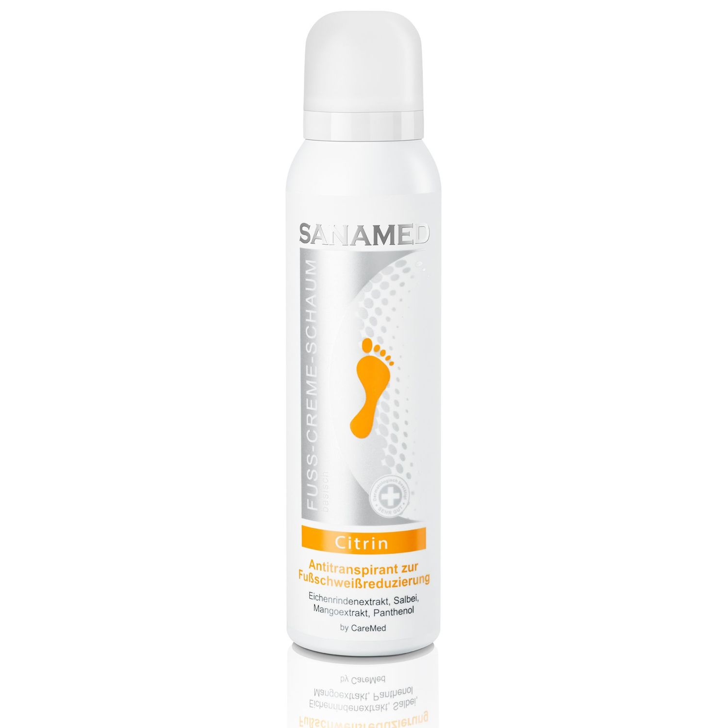 Sanamed Fuß Creme Schaum, Citrin, Fußdeo bei Schweißfuss 150ml Dose