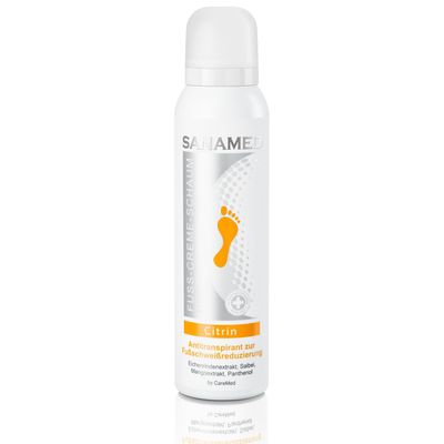 Sanamed Fuß Creme Schaum, Citrin, Fußdeo bei Schweißfuss 150ml Dose