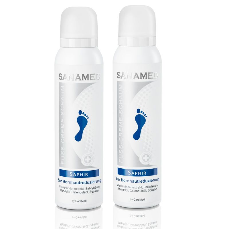 Sanamed Fuß Creme Schaum, Saphir, bei Hornhaut, Schrunden, mit Urea 150ml Dose