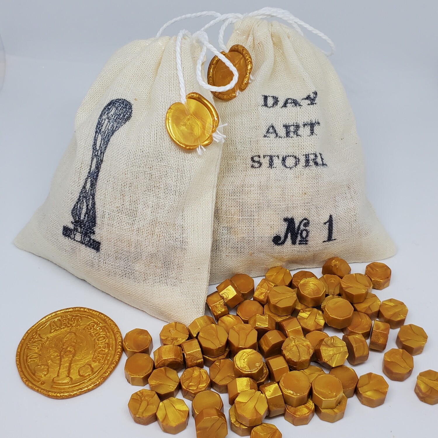 Octagon Wax Seal Beads - No: 01 - Color: Gold - 100pcs