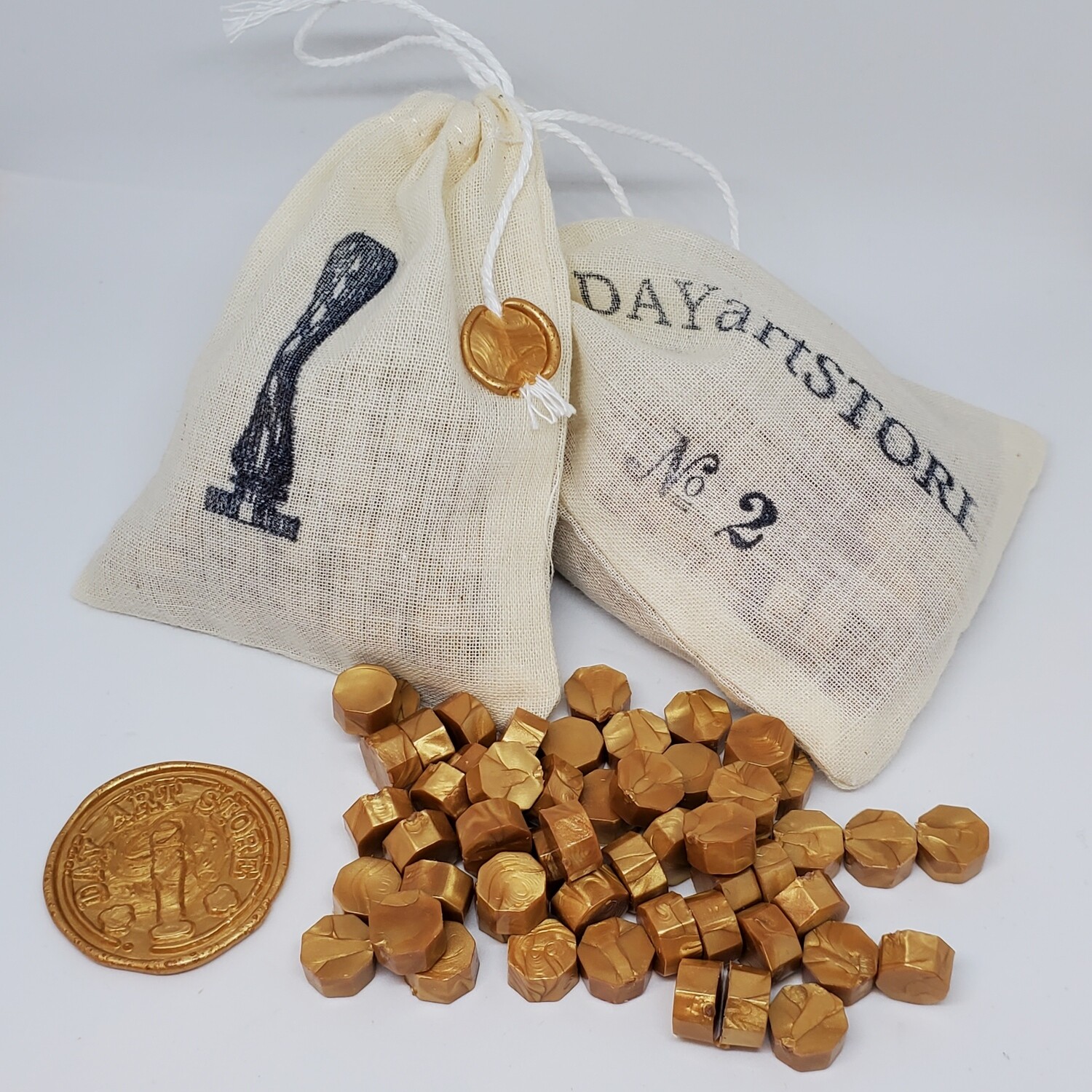 Octagon Wax Seal Beads - No: 02 - Color: Antique Gold - 100pcs