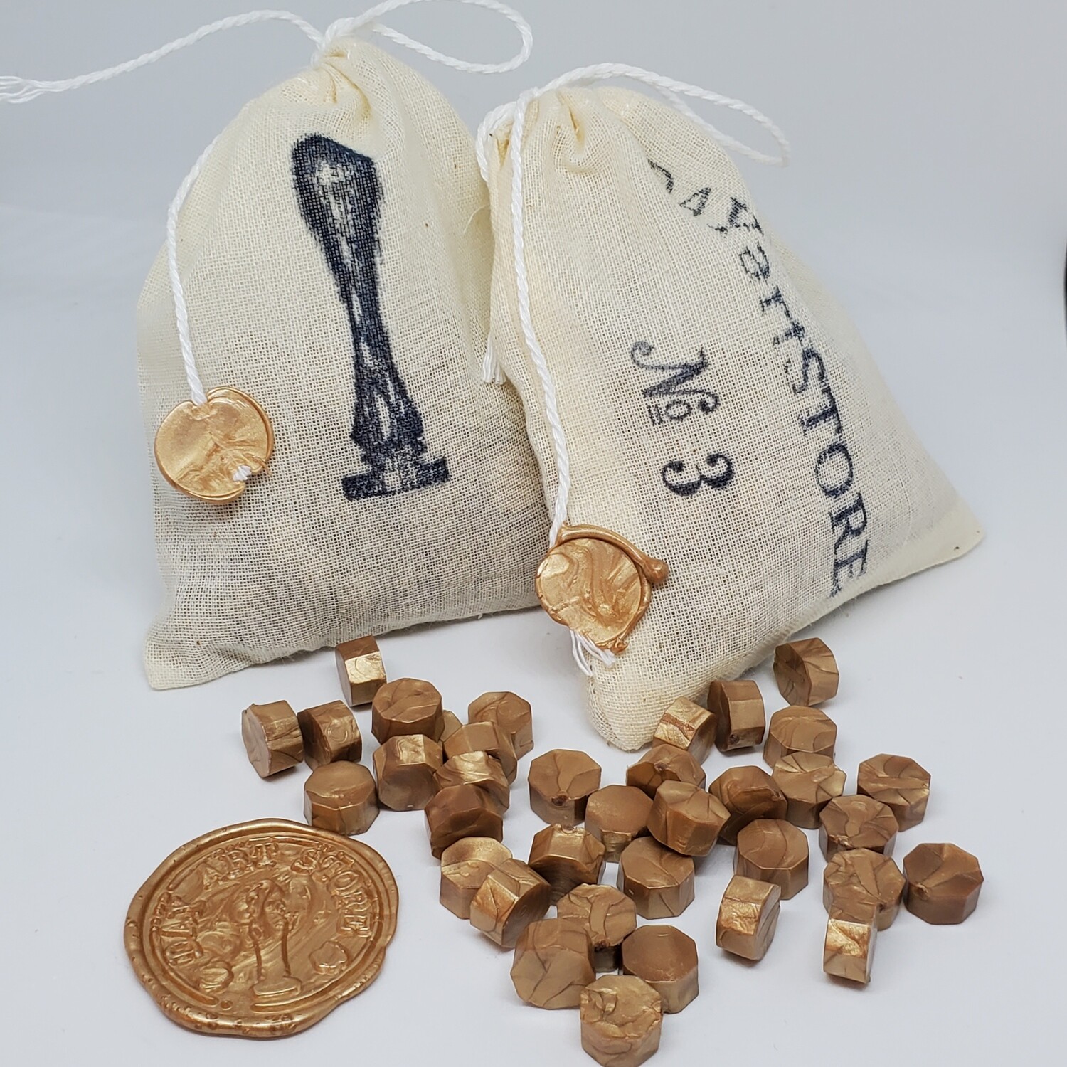 Octagon Wax Seal Beads - No: 03 - Color: Light Gold - 100pcs