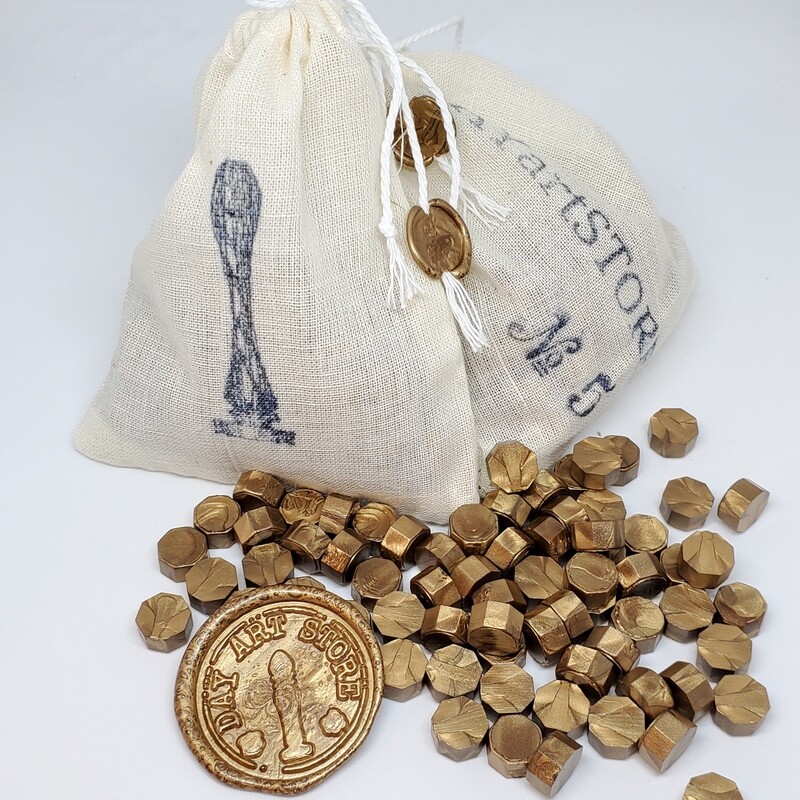 Octagon Wax Seal Beads - No: 05 - Color: Bronze Gold - 100pcs