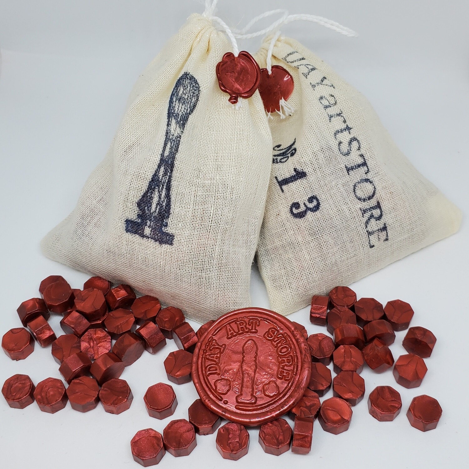 Octagon Wax Seal Beads - No: 13 - Color: Red Wine - 100pcs