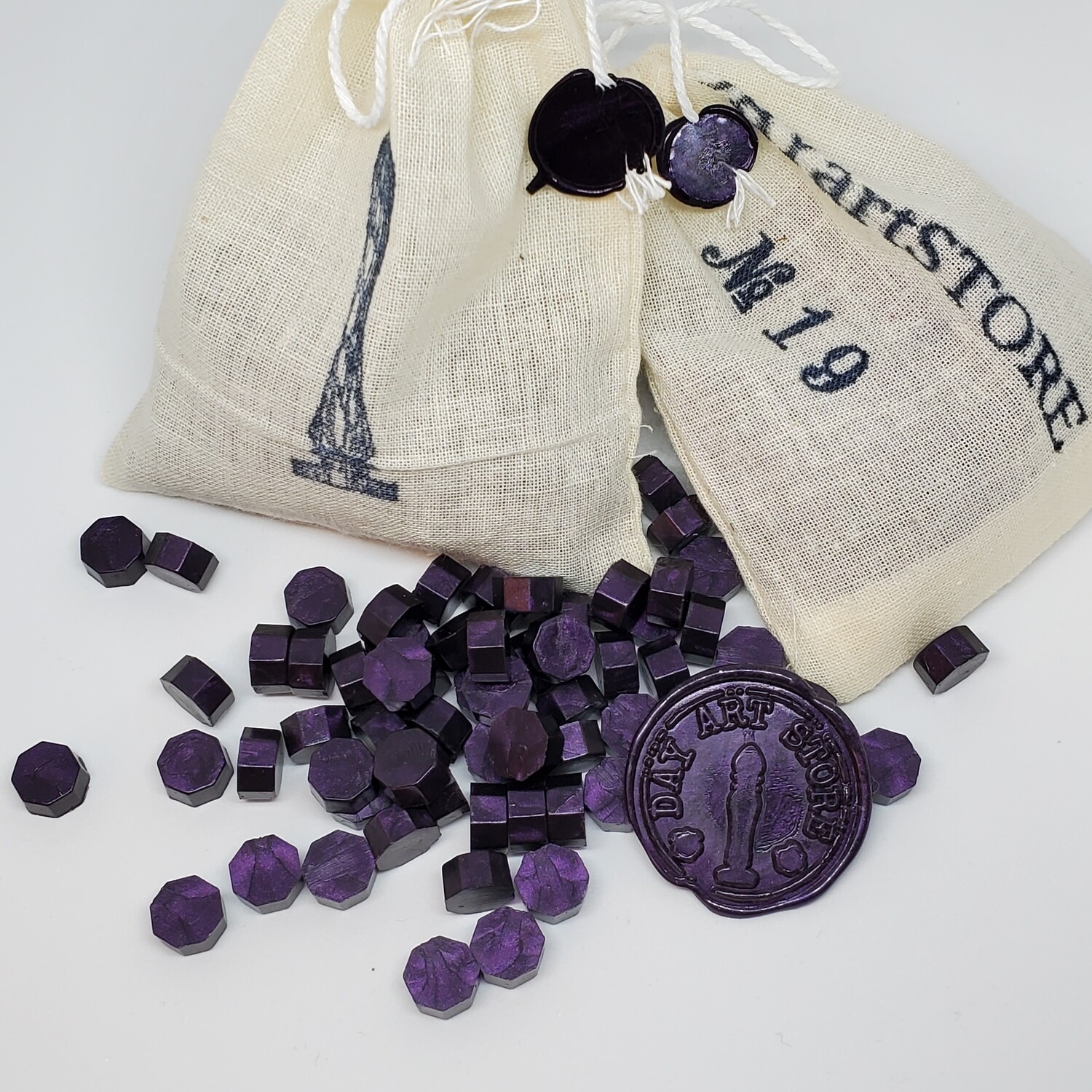 Octagon Wax Seal Beads - No: 19 - Color: Dark Purple - 100pcs