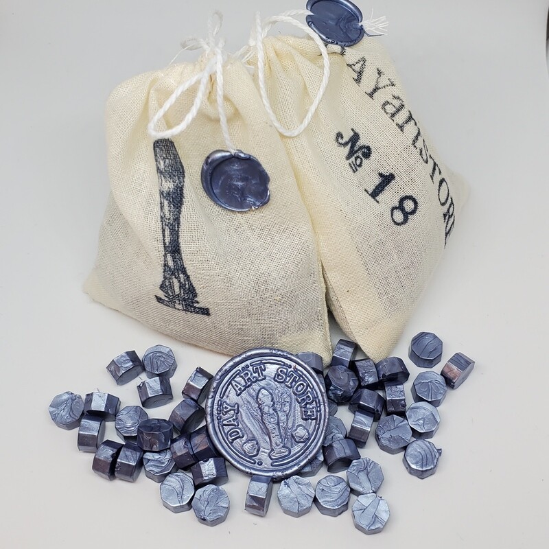 Octagon Wax Seal Beads - No: 18 - Color: Blue Silver - 100pcs
