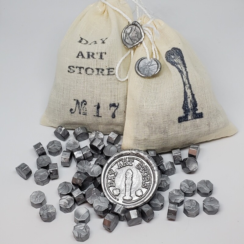 Octagon Wax Seal Beads - No: 17 - Color: Silver - 100pcs