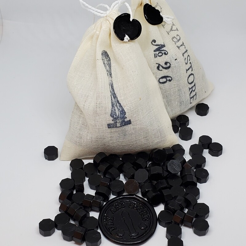 Octagon Wax Seal Beads - No: 26 - Color: Black - 100pcs