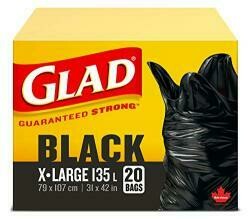 Glad 20 Pack 31 X 42 Extra Large Black Easy Tie Garbage Bags