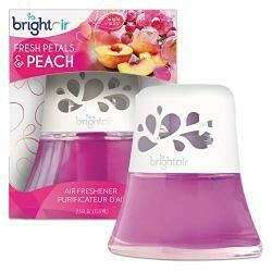Bright Air Scented Oil Air Freshener Diffuser 2.5 Oz. Glass Jar, Fresh Petals &Peach