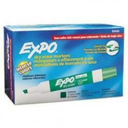 Expo Low Odor Dry Erase Marker, Chisel Tip, Green, Dozen