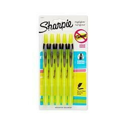 Sharpie Accent Retractable Highlighter, Chisel Tip, Fluorescent Yellow, 5-Count