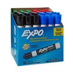 Expo Low Odor Dry Erase Markers, Chisel Tip, Assorted, 36 Count (Pack Of 1)