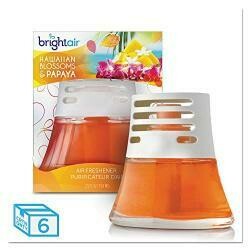 Bright Air Scented Oil Air Freshener, Hawaiian Blossoms And Papaya, Orange, 2.5Oz, 6/Carton, Sold As 1 Carton, 6 Each Per Carton