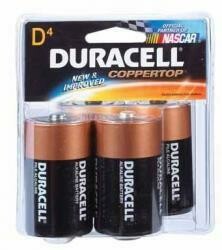 Duracell Coppertop Saver Batteries, Size: D, 4/Pk