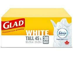 Glad 30 Pack 24 X 28 White Easy Tie Tall Garbage Bags