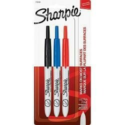 Sharpie Retractable Ultra Fine Point Permanent Markers, 3 Colored Markers(1735794)